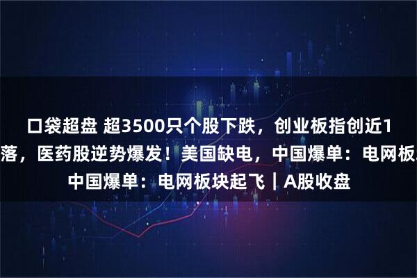 口袋超盘 超3500只个股下跌，创业板指创近11年新高后显著回落，医药股逆势爆发！美国缺电，中国爆单：电网板块起飞｜A股收盘